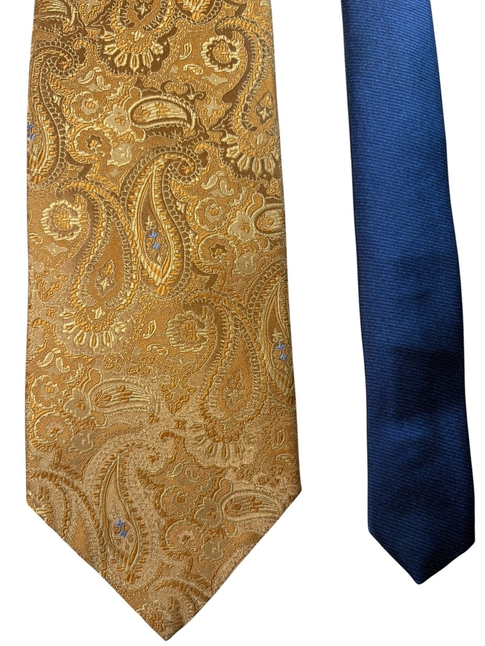 Tommy Hilfiger 100% Silk Gold Blue Paisley Men's Made In USA Tie